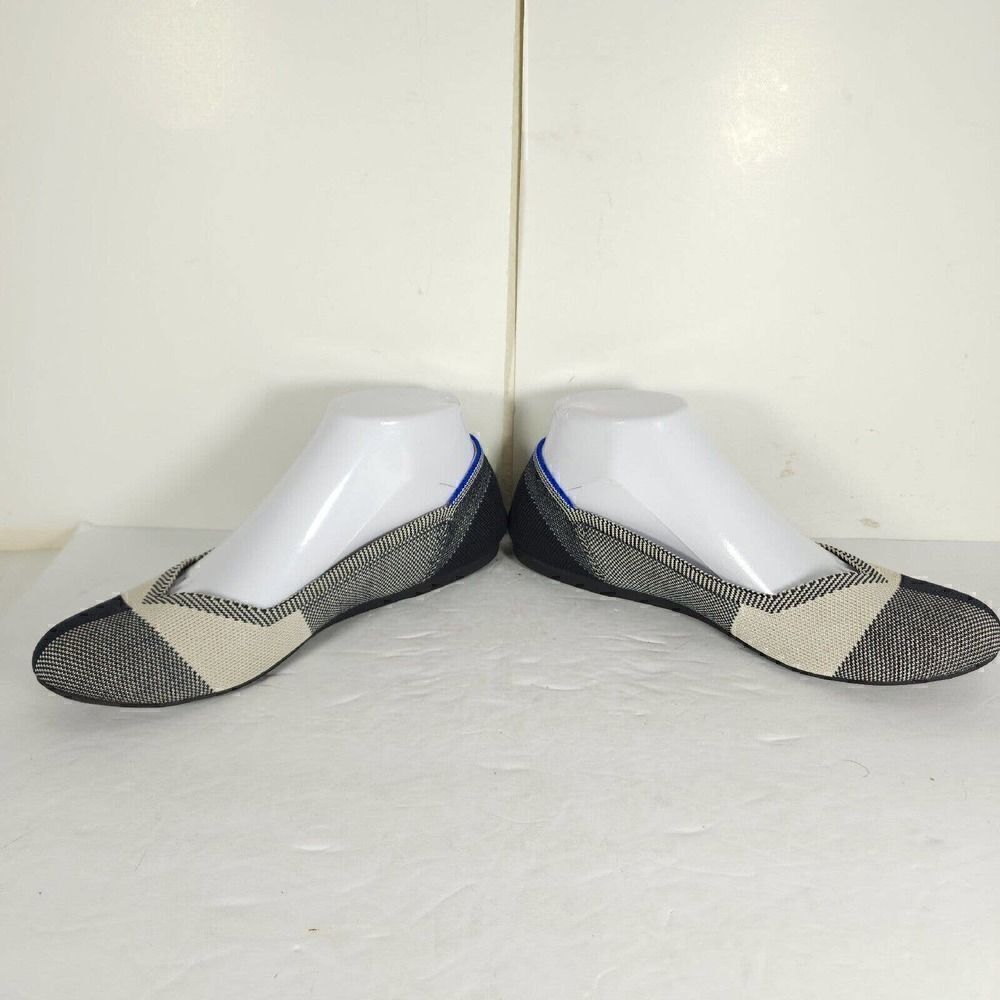 Rothy’s Women’s Captoe US8,5 Black Charcoal White Retired Round Toe SlipOn Flat - Picture 6 of 13